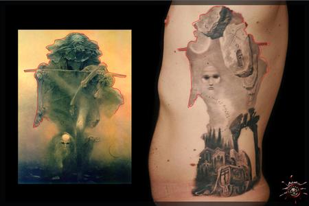 tattoos/ - Using the outline of the painting as the frame of the tattoo [Chris D.] - 59057